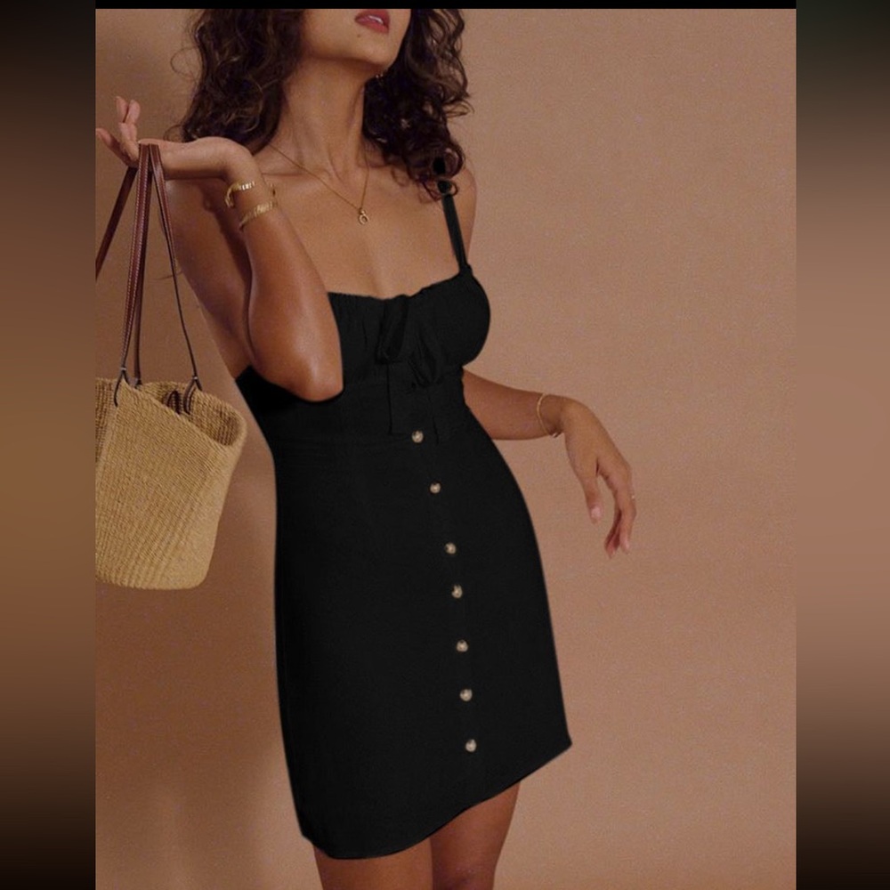 NWT Commense Black Sleeveless Button-Front Mini Dress